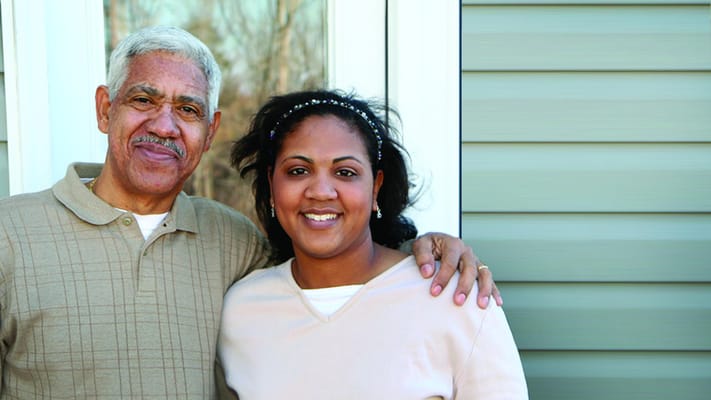 Residents enjoying a moment together outdoors