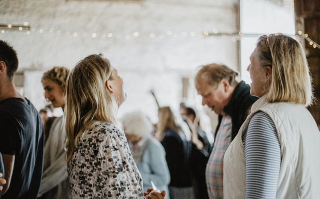 People interacting in a social setting