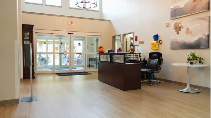 Reception area of a senior living facility
