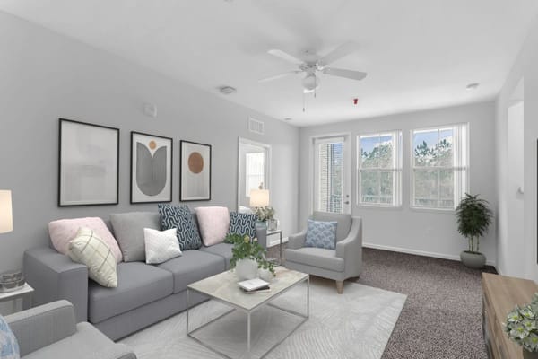 A cozy living room with comfortable seating