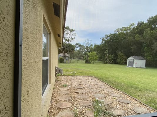 View of a grassy outdoor space with trees