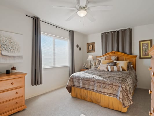 Cozy bedroom in a senior living apartment