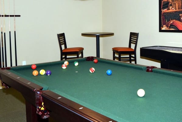 Billiards table in an activity room