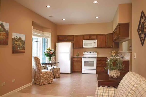 Cozy kitchen area in a resident room