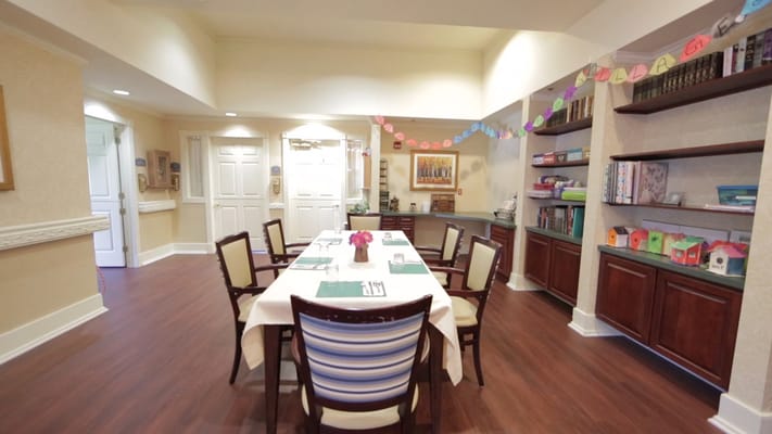 Dining room setup with a table and chairs