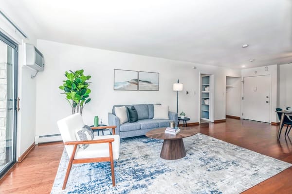 Bright and cozy interior of a living area in a senior home
