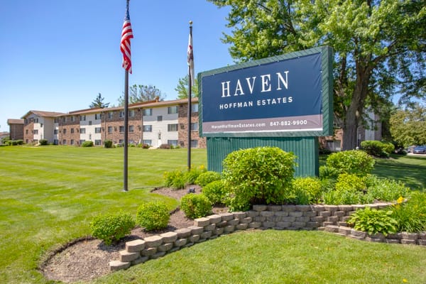 Exterior view of Hoffman Estates with facility logo