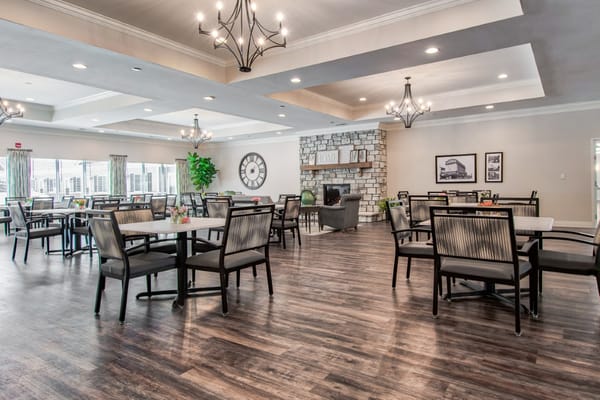 Bright dining area with modern furnishings
