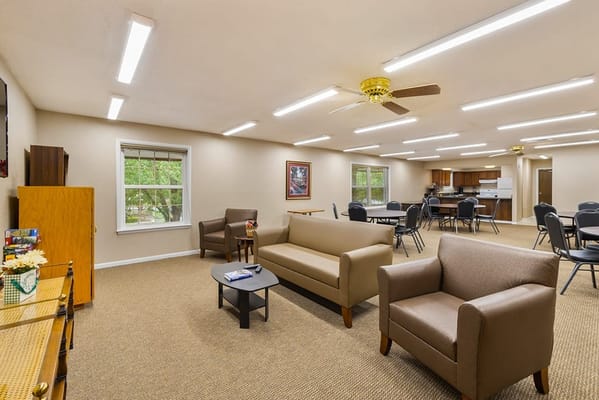 Common area with seating and a kitchenette