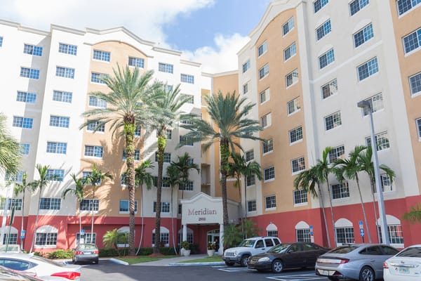 Exterior view of the Meridian senior living facility