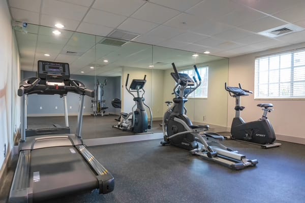 Interior gym area with exercise equipment