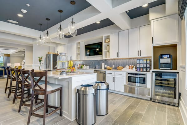 Modern kitchen area in a senior living facility