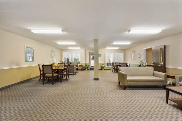 Common area with seating and dining tables