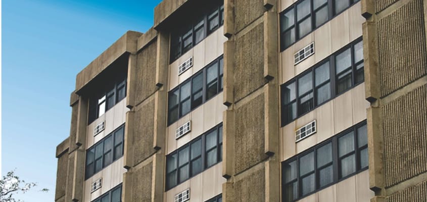 Exterior view of a multi-story senior living facility