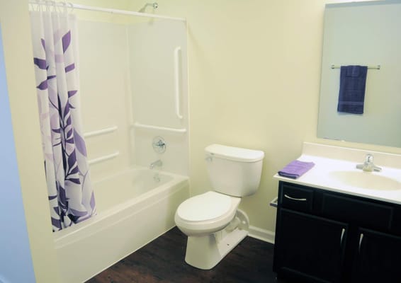 Modern bathroom with bathtub and toilet
