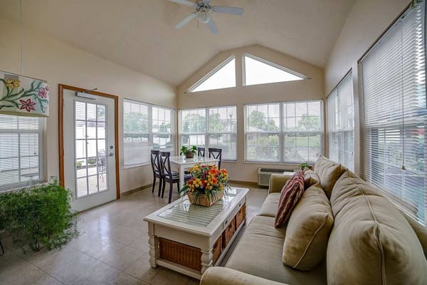 Bright and welcoming common area with large windows