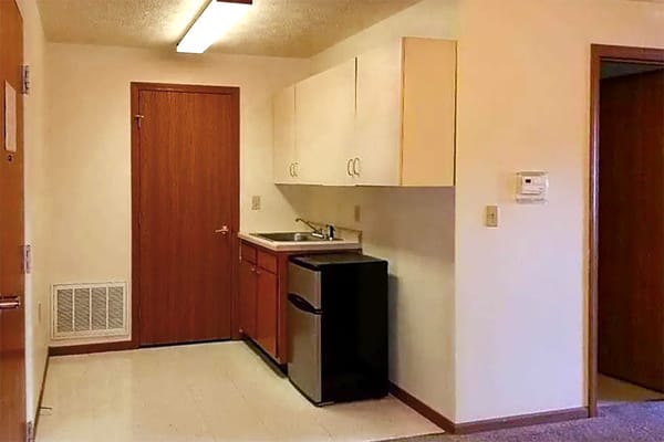 Interior view of a small kitchenette area