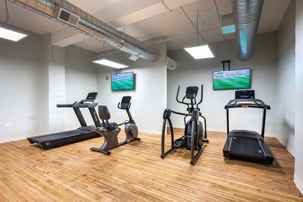 Interior view of a fitness room with exercise equipment