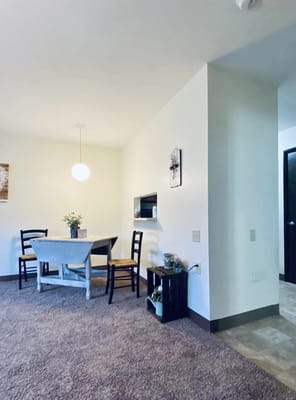 Bright interior of a resident living room area