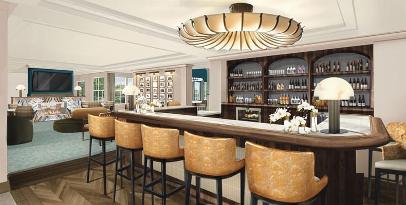 Bright and inviting bar area in a senior living facility