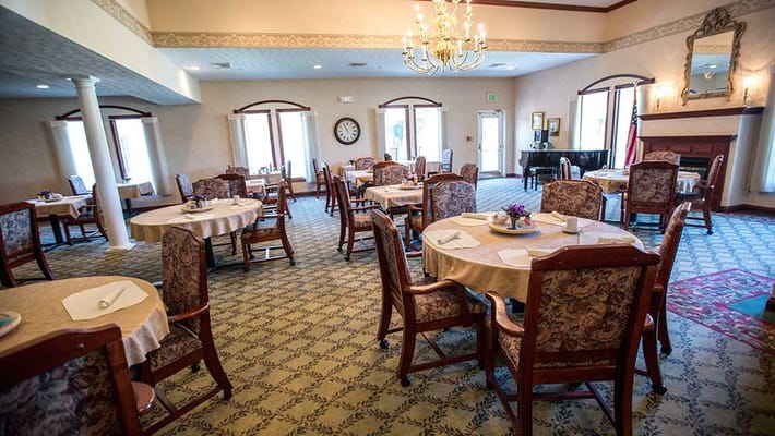 Dining room set up for a meal
