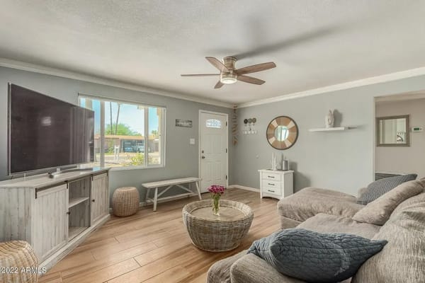 Cozy common area with a comfortable couch and decor