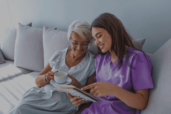Staff member and resident enjoying time together