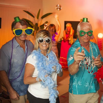 Residents enjoying a festive party with costumes