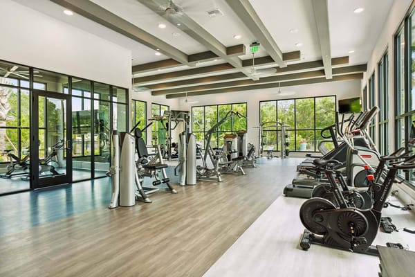 Well-equipped fitness center with gym equipment