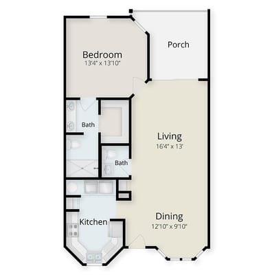 Architectural floor plan of a living space