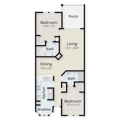 Architectural floor plan of a living unit