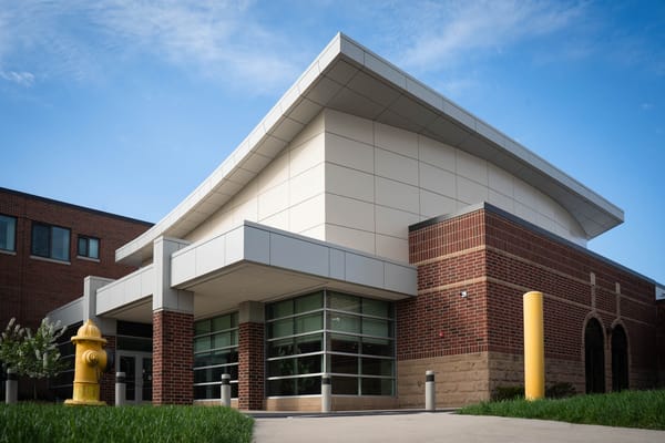 Exterior view of a modern assisted living facility