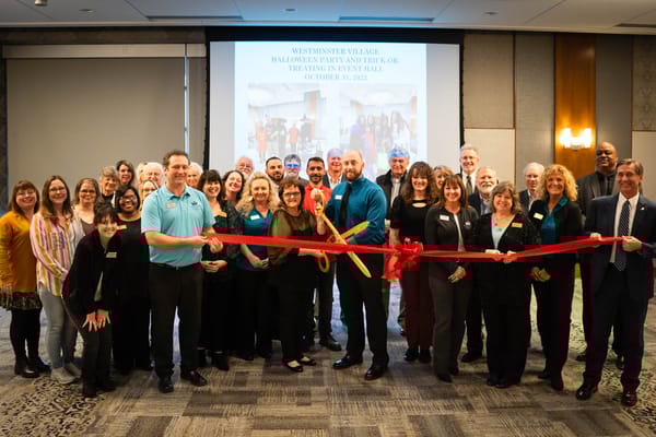 Group photo during a celebration event at Westminster Village
