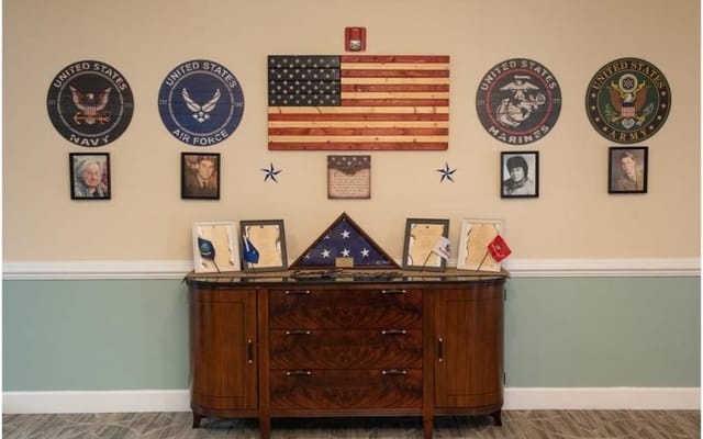 Interior display honoring military veterans