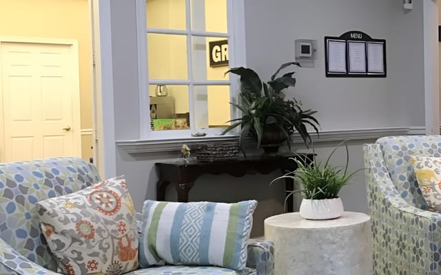 Cozy common area with seating and decor