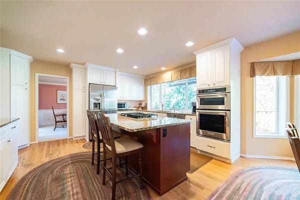 Bright and spacious kitchen with white cabinetry