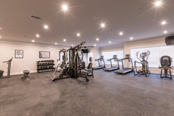 Well-equipped fitness center with exercise machines