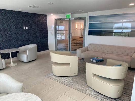 Minimalistic common area with modern furniture