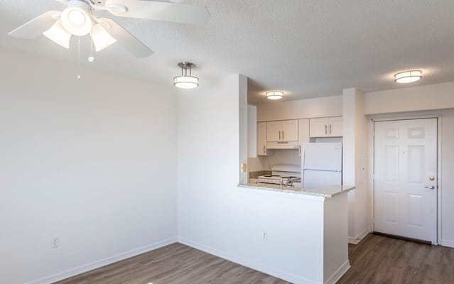 A bright and modern kitchen in a senior living unit
