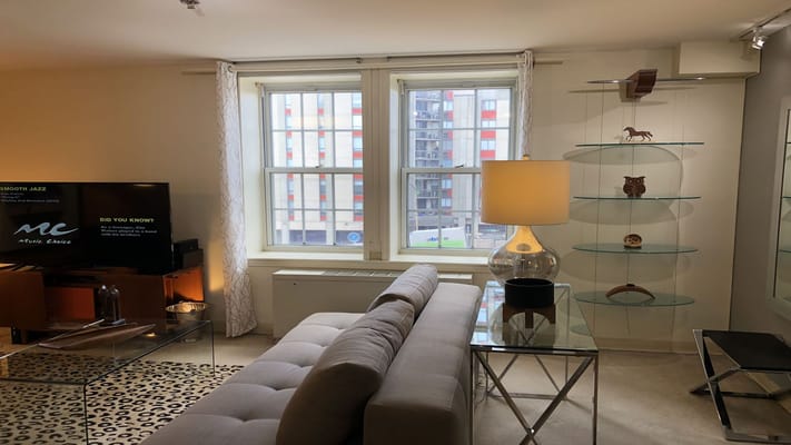 Modern living room in a senior facility apartment