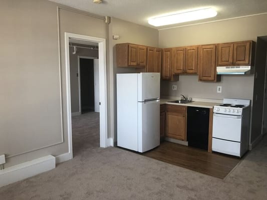 A small kitchen area in a resident unit