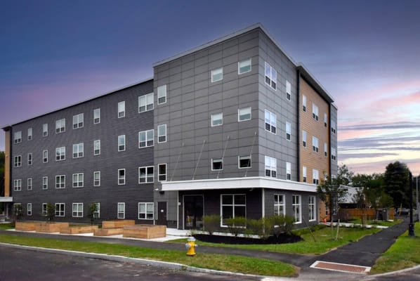 Exterior view of a modern nursing home facility