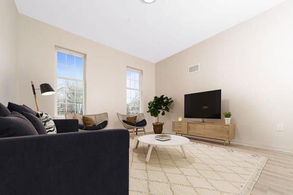 Bright and welcoming interior living space with modern furniture