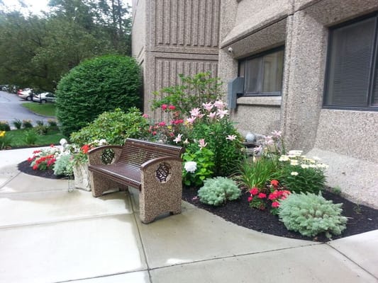 Beautifully landscaped outdoor space with colorful flowers