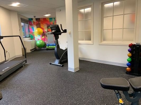 Interior view of a fitness area with equipment