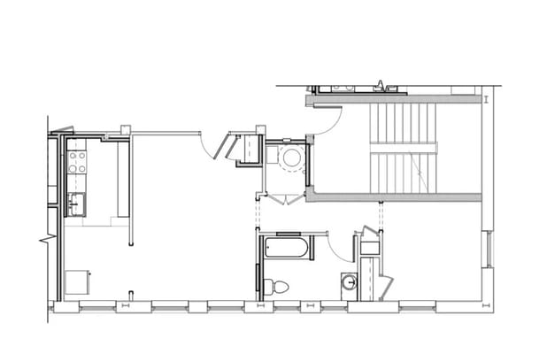 Architectural floor plan of a living unit