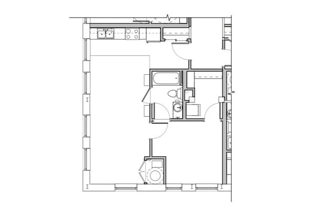Architectural floor plan of a resident unit