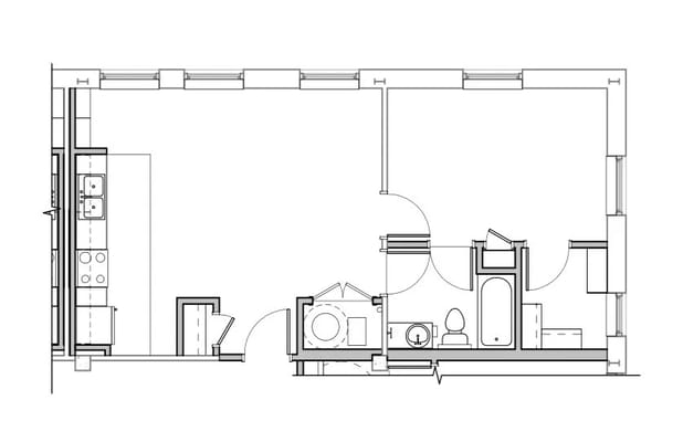 Architectural floor plan of a resident unit