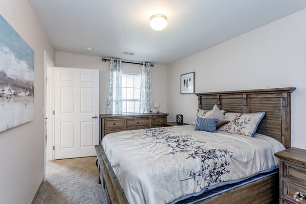 Cozy private resident room with wooden furniture