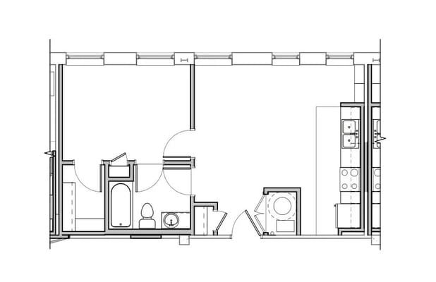 Architectural floor plan of a living unit
